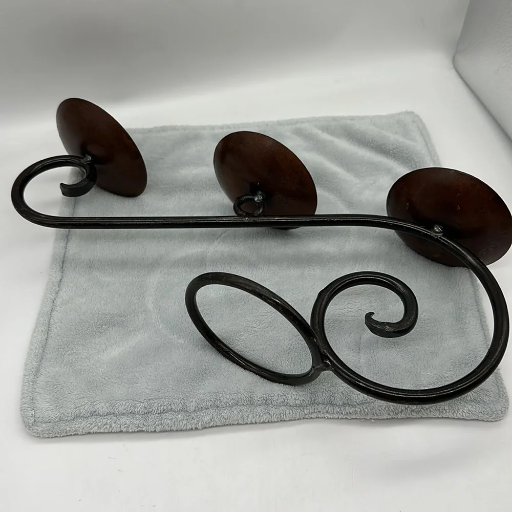 Wrought Iron Scroll Triple Pillar Candle Table-top Feature/Holder - Picture 12 of 15